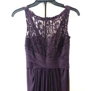 David's Bridal Sleeveless Dress with Lace in Plum